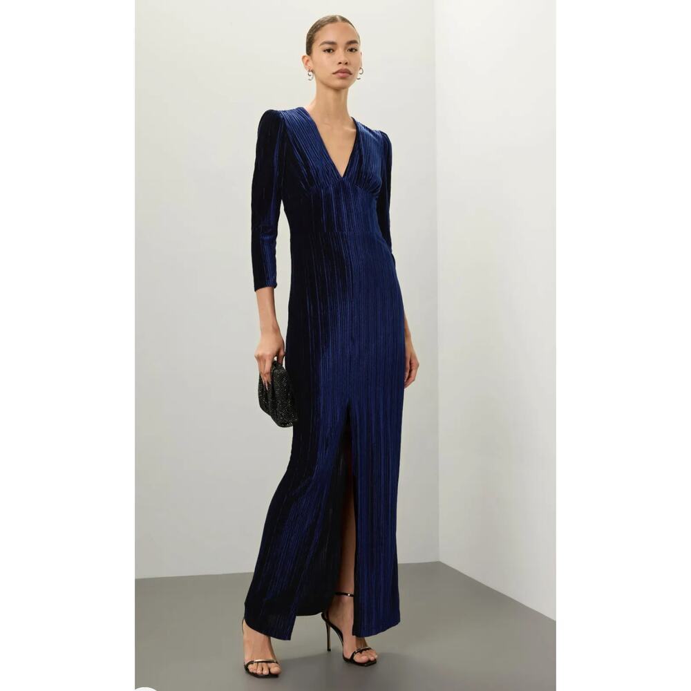 Shoshanna Celsey Velvet Column Gown in Navy Blue Size 12